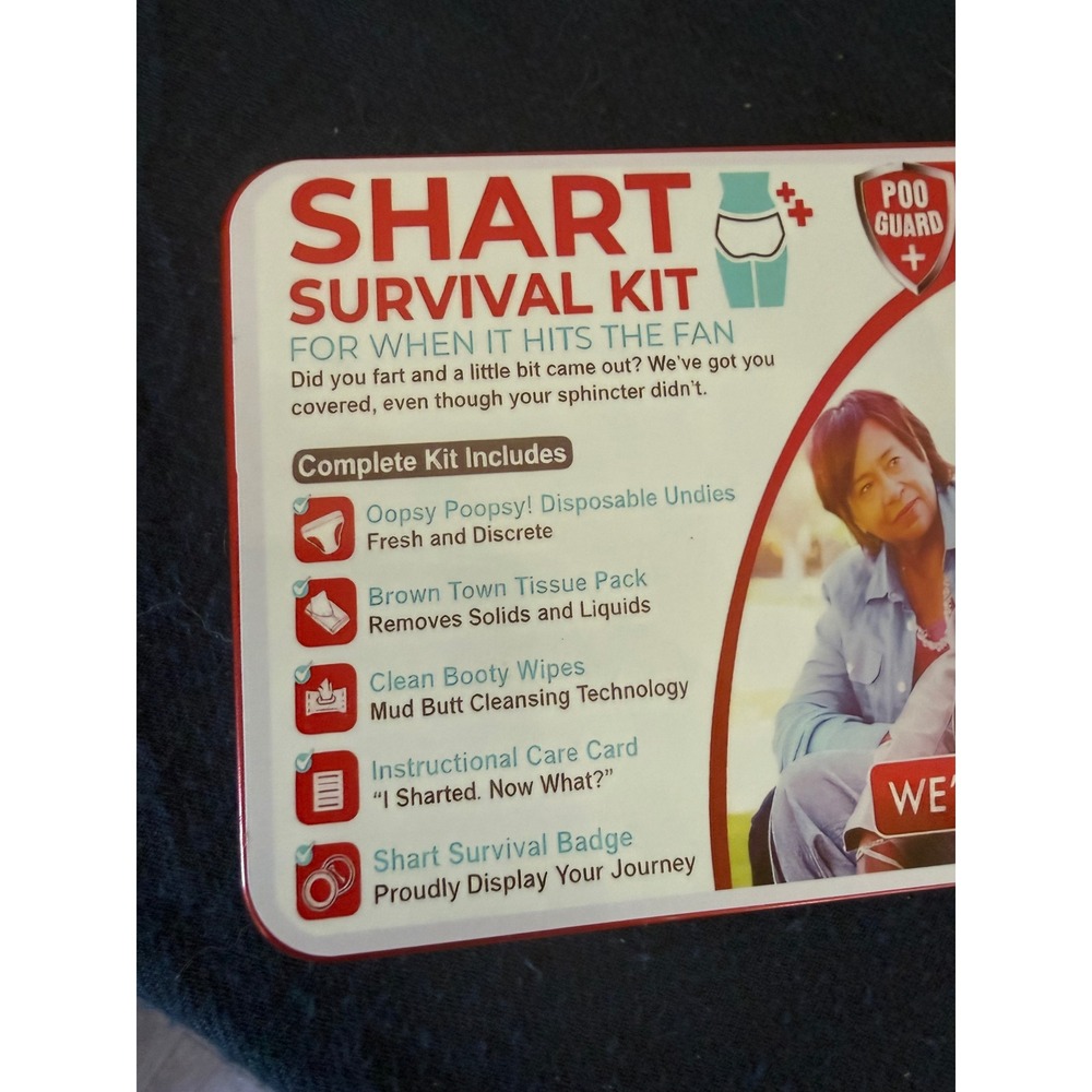Shart Survival Kit Gag Gift Emergency Poo Guard Tin 5 Items White Elephant Prank - Picture 4 of 5